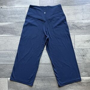 Lululemon Groove Pant Crop High Rise Wide Leg Capri Blue Womens Sz 8 Yoga Lounge